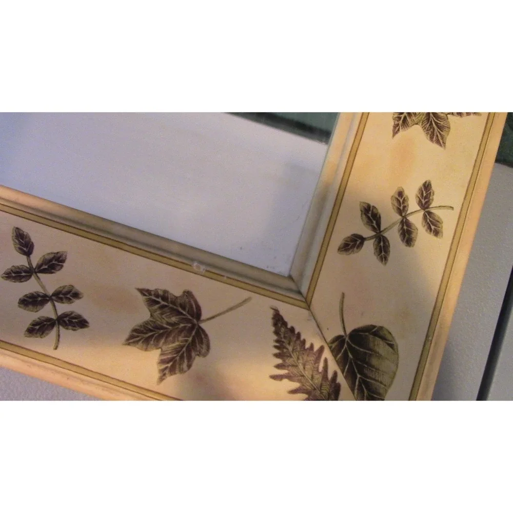 🍂 Botanical Leaf Mirror — Rustic Framed Glass (25.5